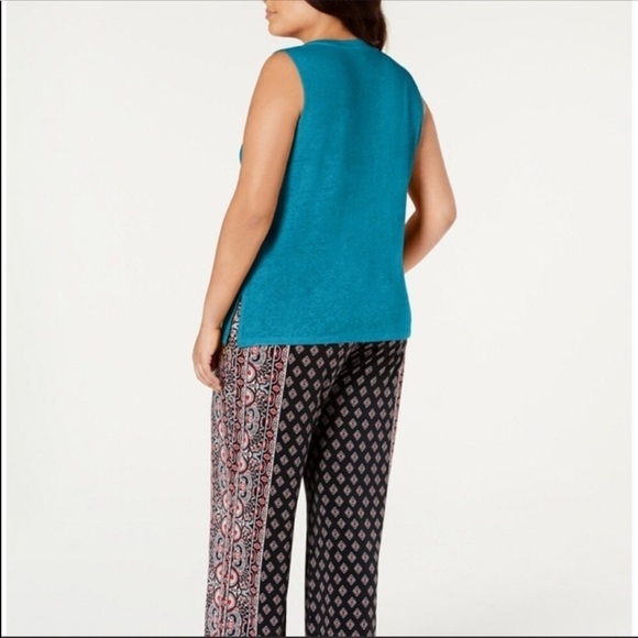 NEW $50 INC International Concepts Aqua Tank Top Sleeveless V-Neck Plus 2X - Picture 2 of 6